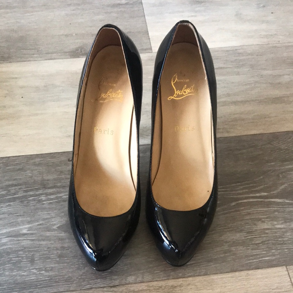 Christian Louboutin Rolando Black Patent Heel size 38